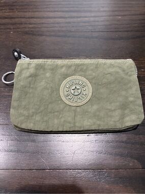 Kipling Olive Green Nylon Zip Pouch